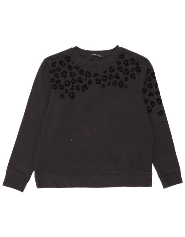 Marks & Spencer Dame Sweatshirt Jumper UK 14 Medium Black Animal Print