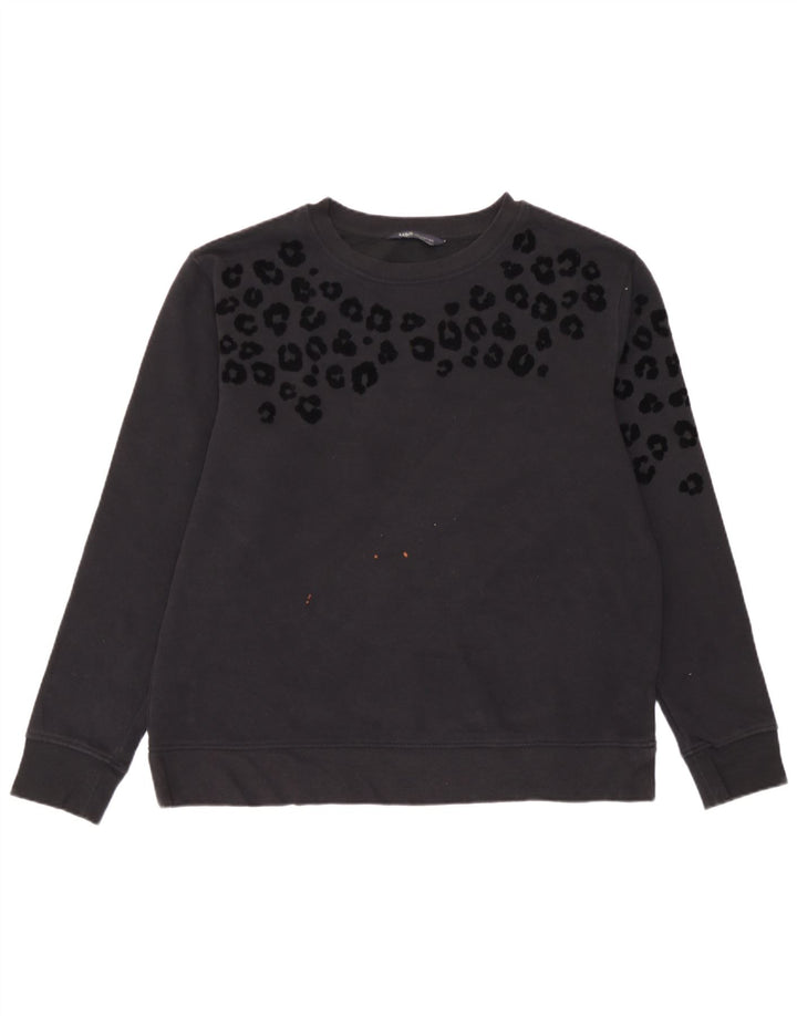 Marks & Spencer Dame Sweatshirt Jumper UK 14 Medium Black Animal Print