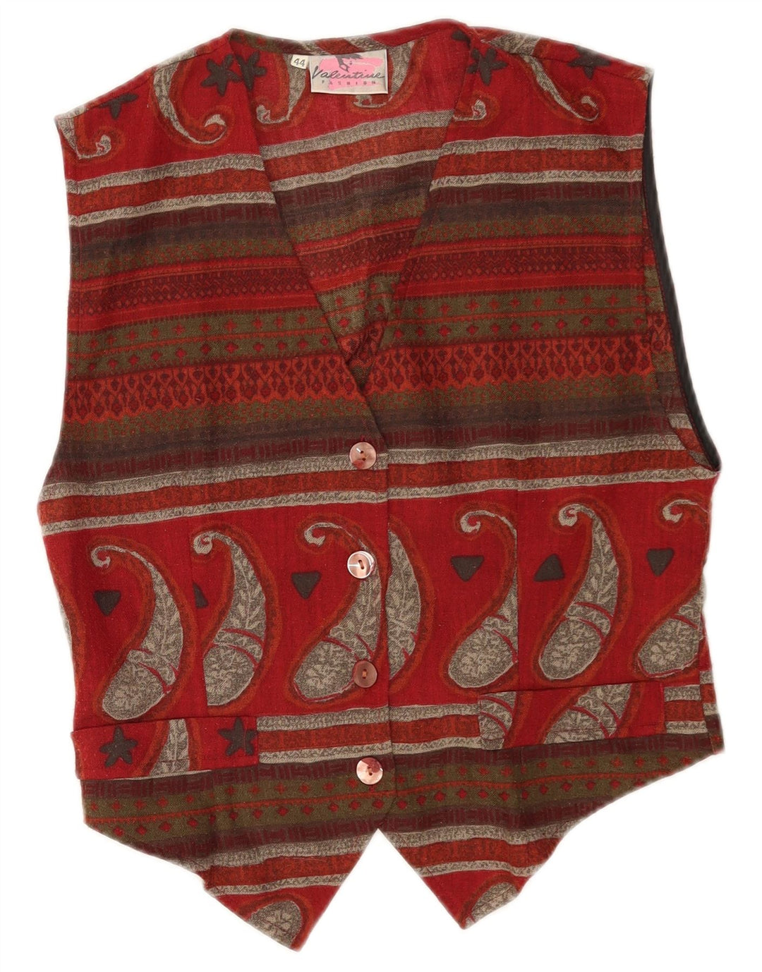 Vintage damevest IT 44 Medium Burgundy Paisley Polyester