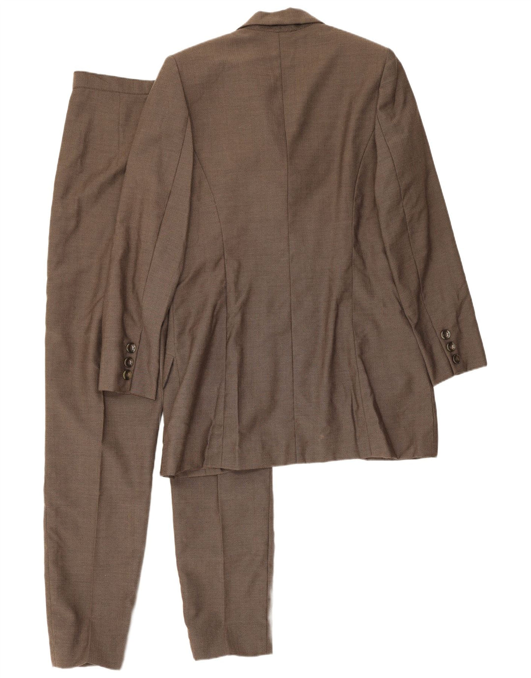 Vintage 2-delt jakkesæt til kvinder UK 10 Small W26 L29 brun sildeben