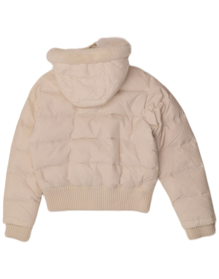 Phard Polstret hættejakke til kvinder UK 14 Medium White Nylon