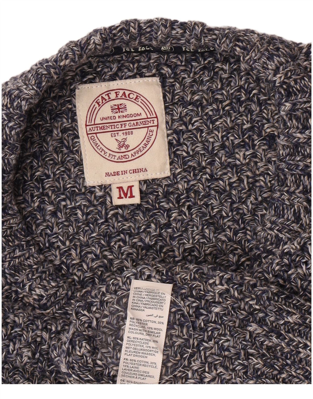 Fedt ansigt til mænd med rund hals sweater Medium blå flækket bomuld