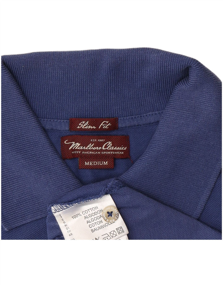 MARLBORO CLASSICS Mens Slim Fit Polo Shirt Medium Blue Cotton