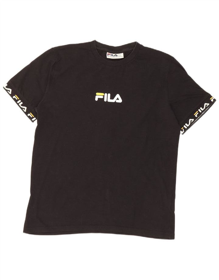 Fila Herre Grafisk T-Shirt Top Medium Sort Bomuld