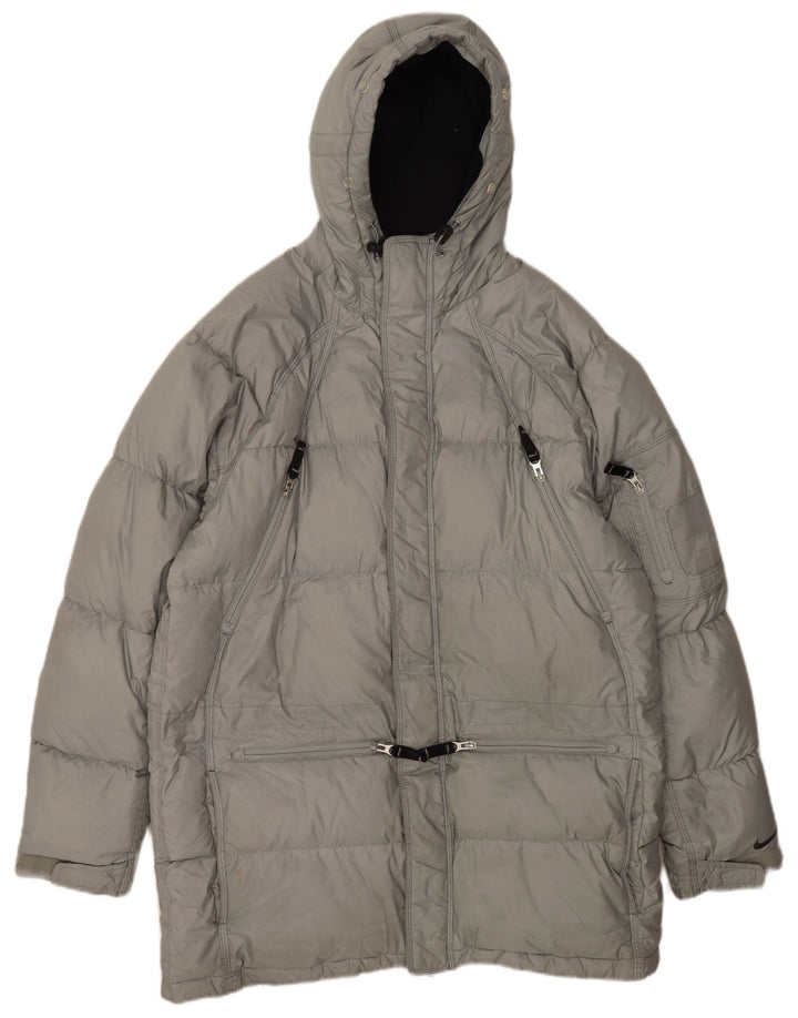 Nike Herre Hætte Loose Fit Polstret Frakke UK 39/41 Medium Grey Polyester