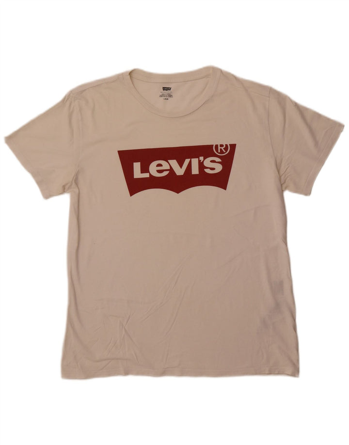 LEVI'S Herre grafisk T-shirt Top Stor Off White Bomuld