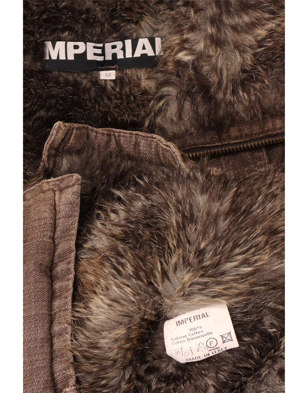 Imperial Herre Bomber Shearling Windbreaker Jacket UK 38 Medium Brun Bomuld