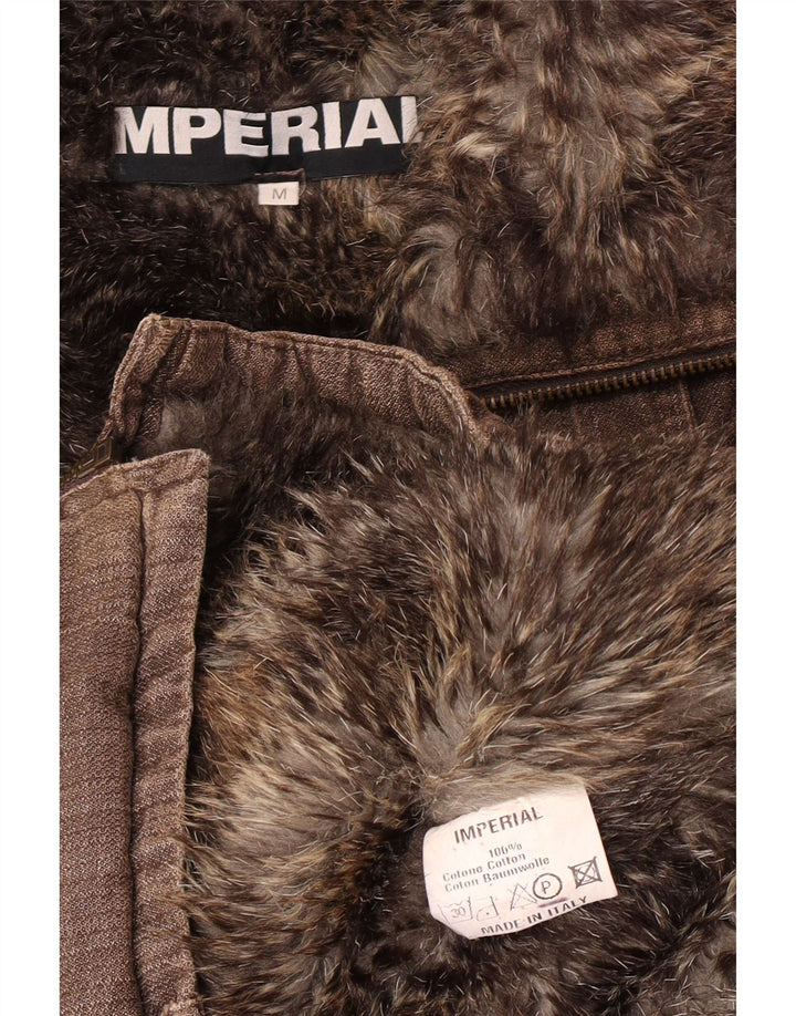 Imperial Herre Bomber Shearling Windbreaker Jacket UK 38 Medium Brun Bomuld