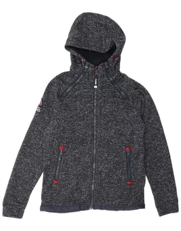 Superdry Træningsdragt med hætte til mænd Topjakke Large Navyblå Flecked Polyester