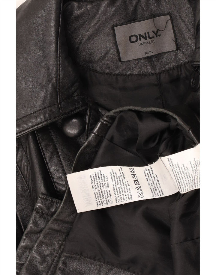 Only Womens Læderjakke UK 10 Small Black Læder