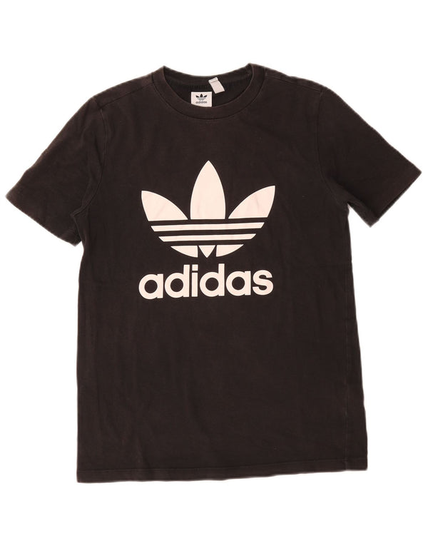 Adidas Dame Grafisk T-Shirt Top UK 10 Small Black Bomuld