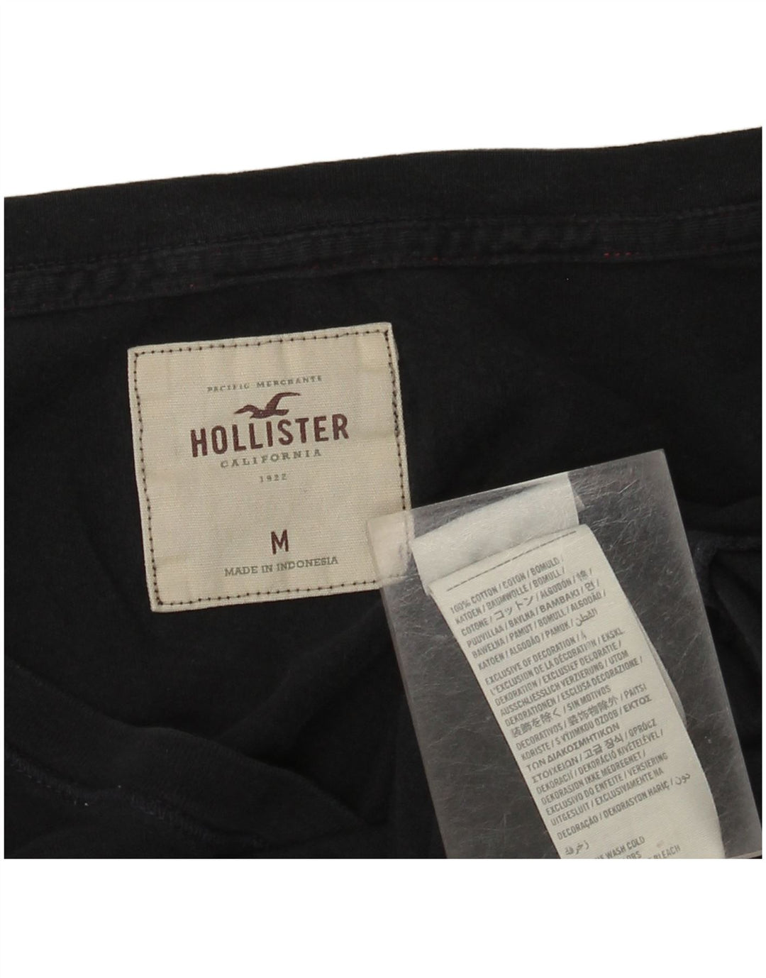HOLLISTER Dame Top Langærmet UK 12 Medium Sort Bomuld