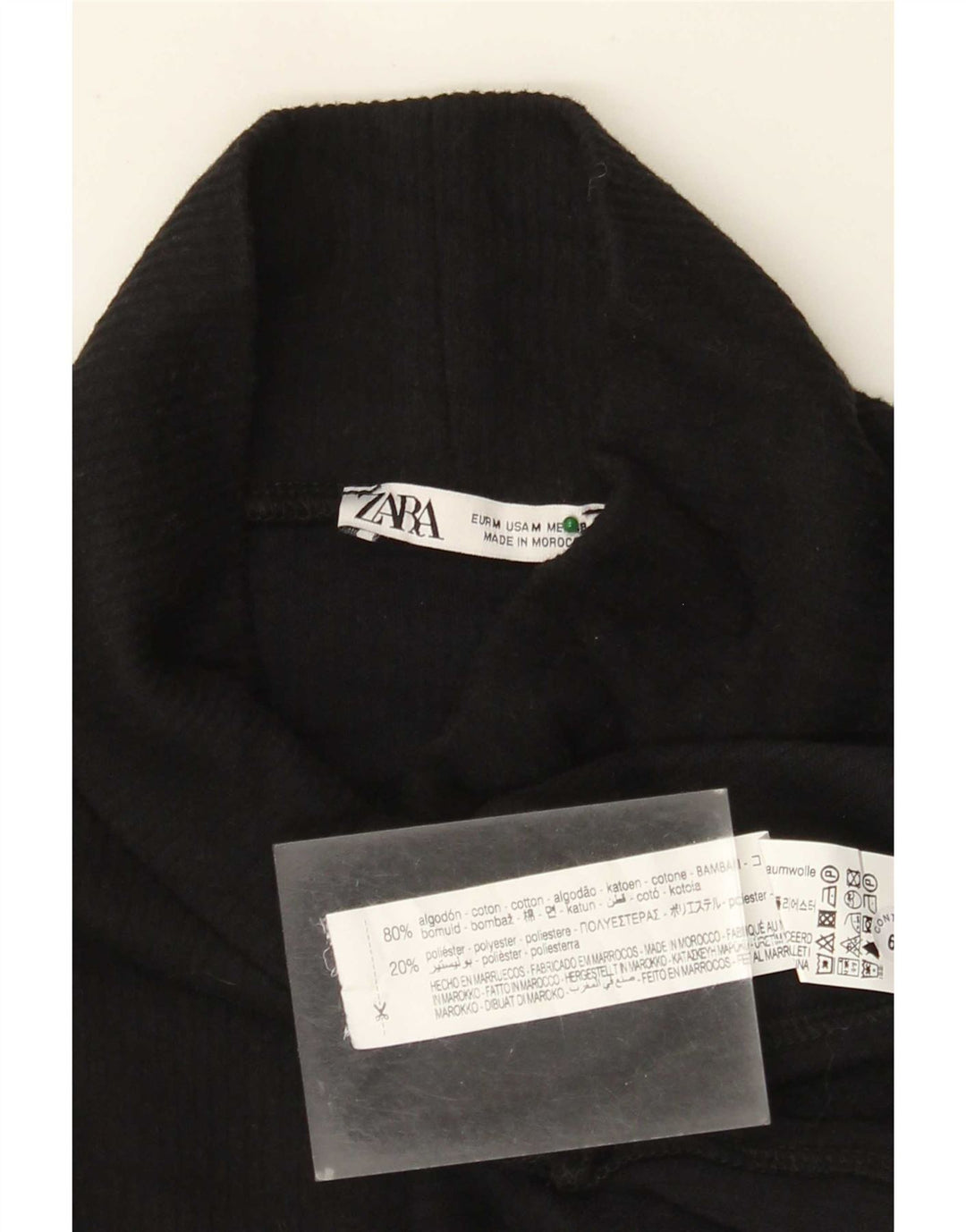 Zara Dame Oversized Top Langærmet UK 14 Medium Sort Bomuld