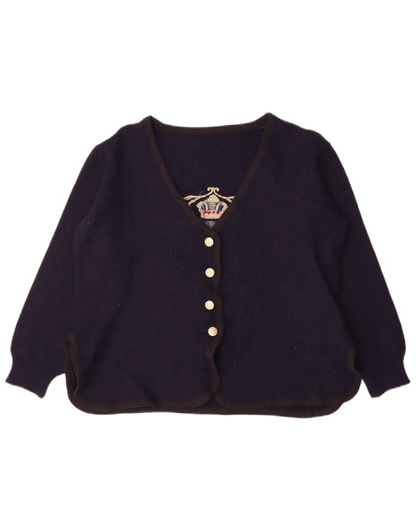Trussardi Jeans Dame Grafisk Cardigan Sweater UK 16 Large Navy Blue