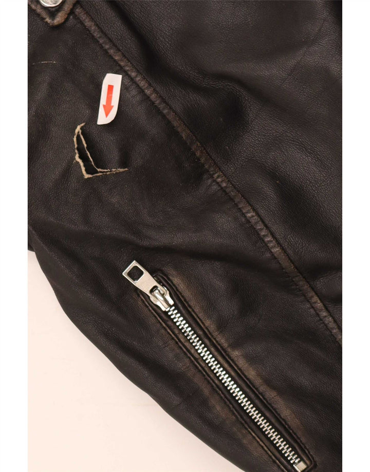 Conbipel Womens Crop Læder Biker Jacket IT 40 Small Black