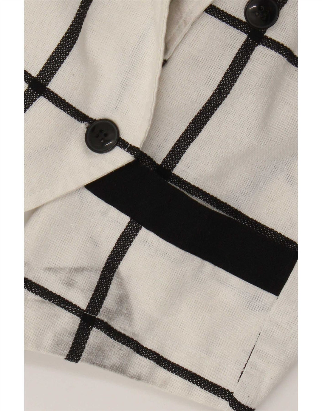 Vintage Dame Crop Double Breasted Blazer Jacket EU 40 Medium White Check