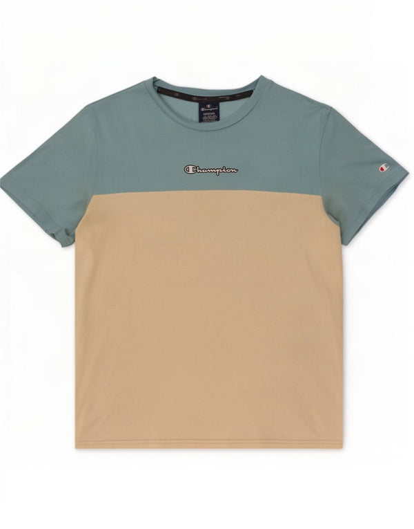 Champion Herre T-shirt Top Medium Blue Colourblock Bomuld