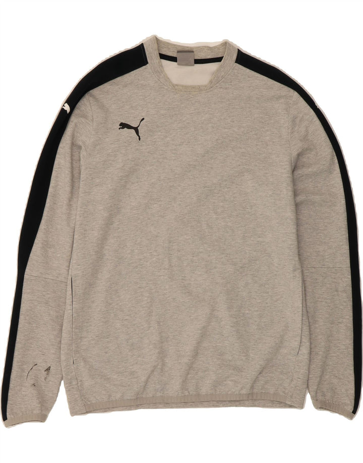 PUMA Mens Sweatshirt Jumper Large Grey Colourblock Polyester Vintage Puma and Second-Hand Puma from Messina Hembry 