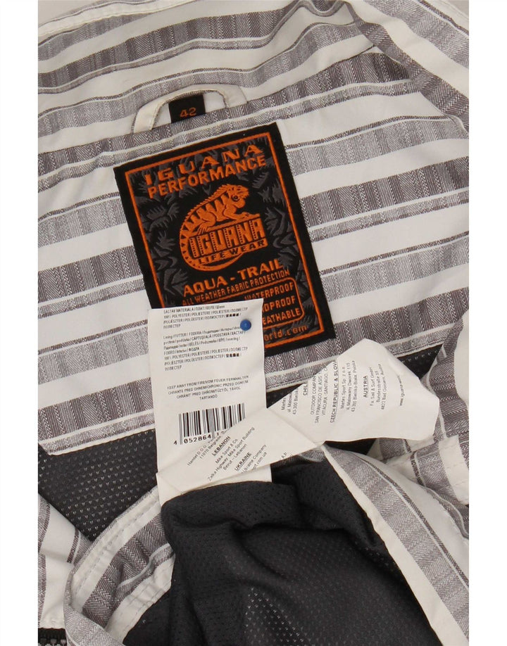 Iguana Regnjakke med hætte til mænd UK 42 XL Gråstribet polyester