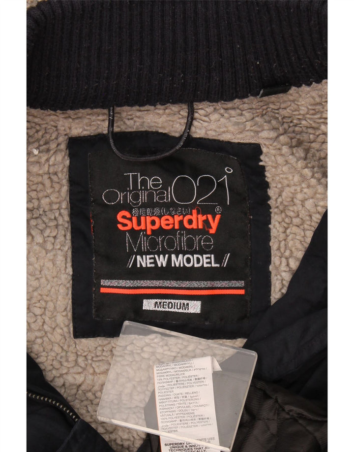 Superdry Sherpa Parkajakke med hætte til kvinder UK 14 Mellem marineblå polyester