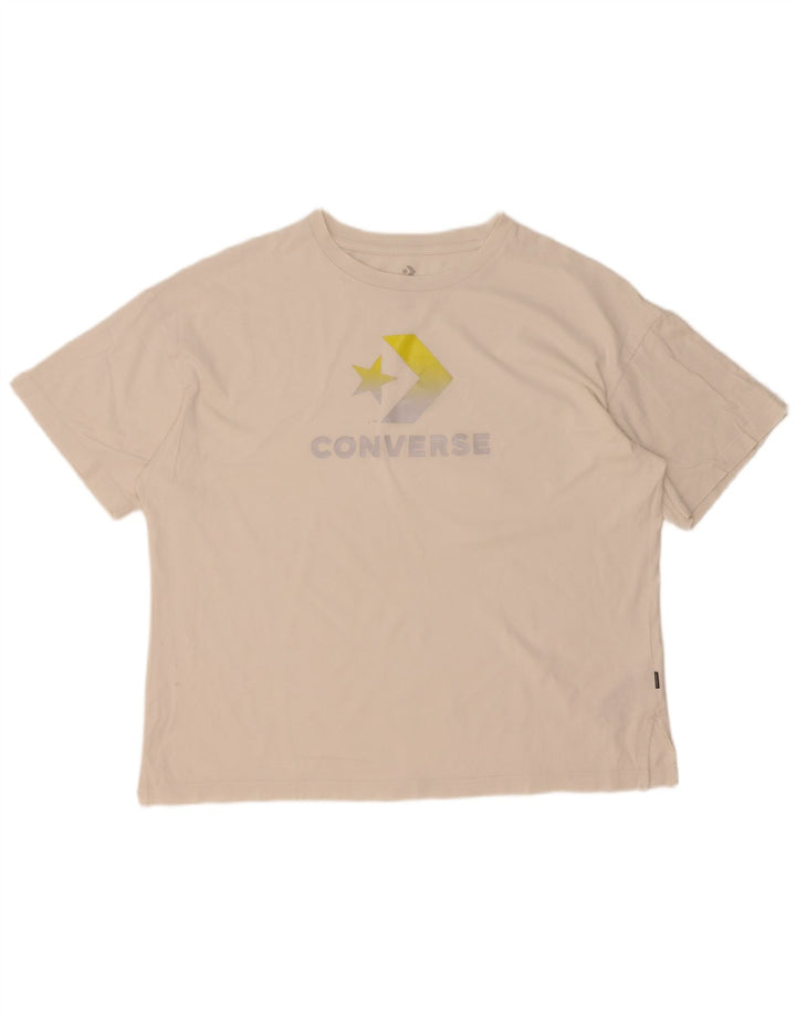 Converse Herre Oversized grafisk T-shirt Top Stor hvid bomuld