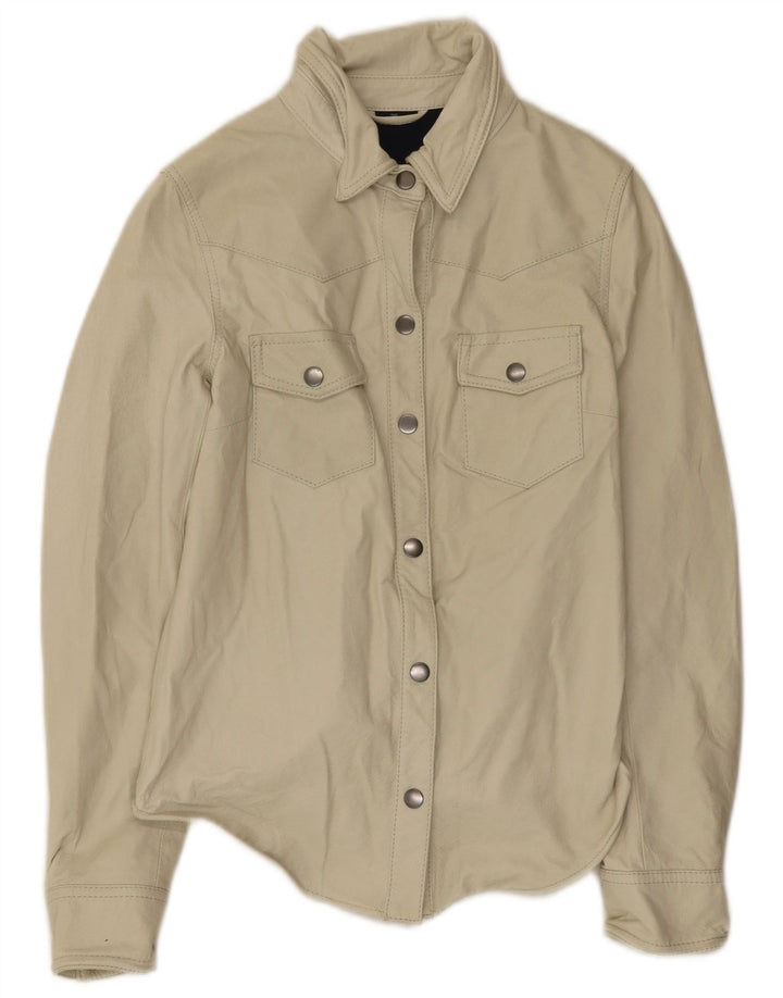 Vintage læderjakke til kvinder EU 36 Small Beige