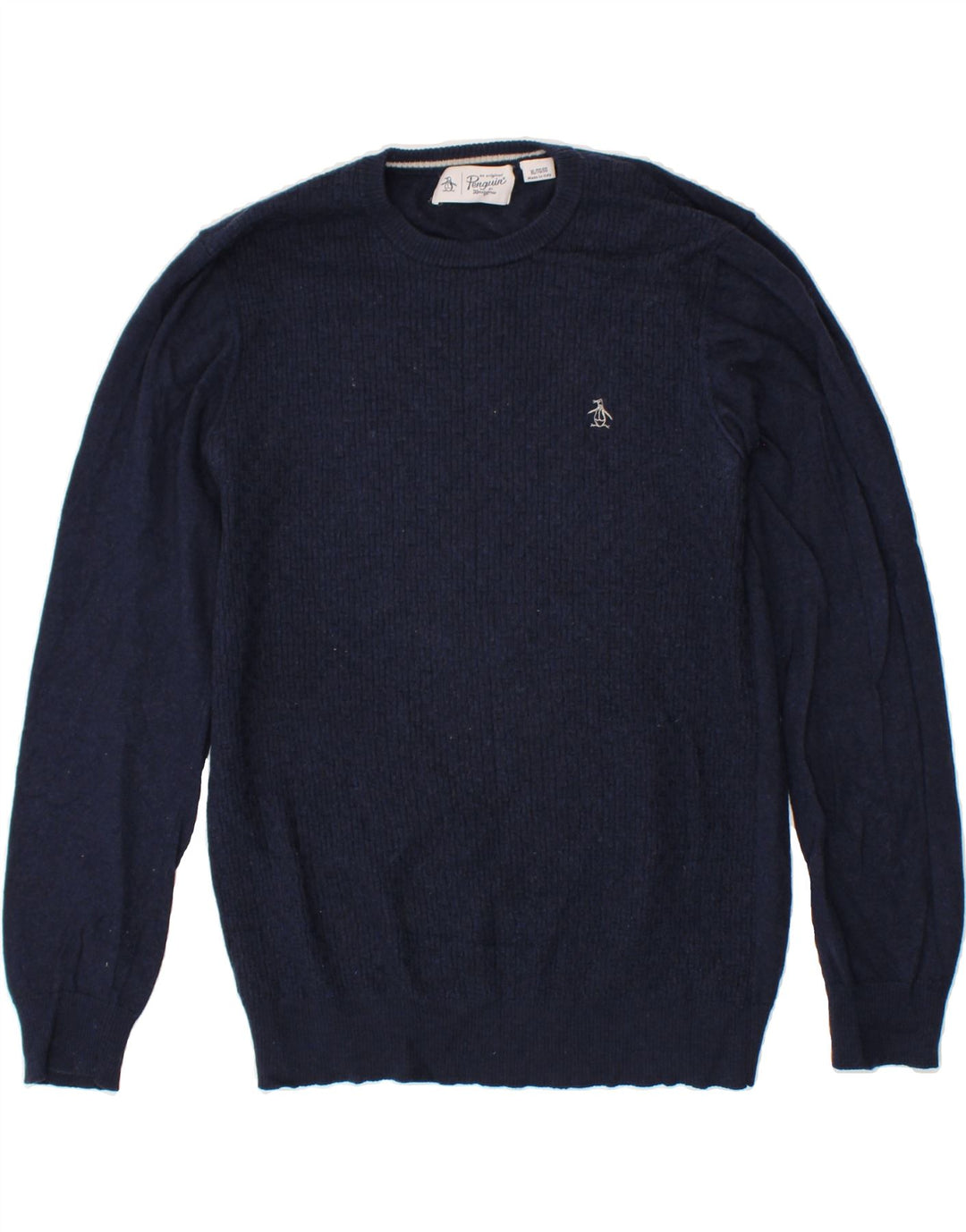 PENGUIN Womens Crew Neck Jumper Sweater UK 18 XL Navy Blue Merino Wool Vintage Penguin and Second-Hand Penguin from Messina Hembry 