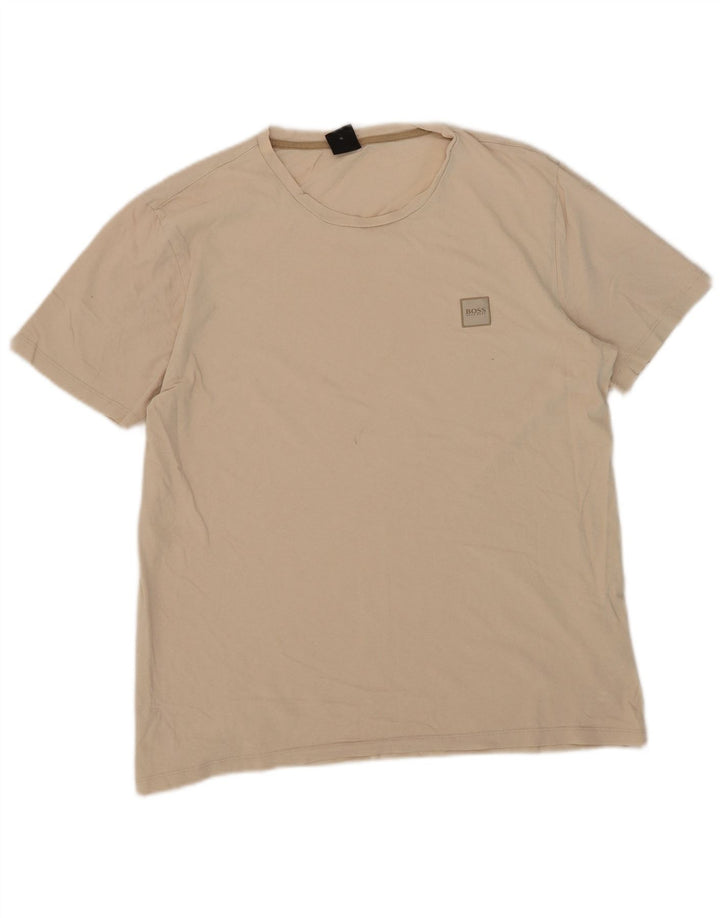 Hugo Boss Herre T-Shirt Top XL Beige Bomuld