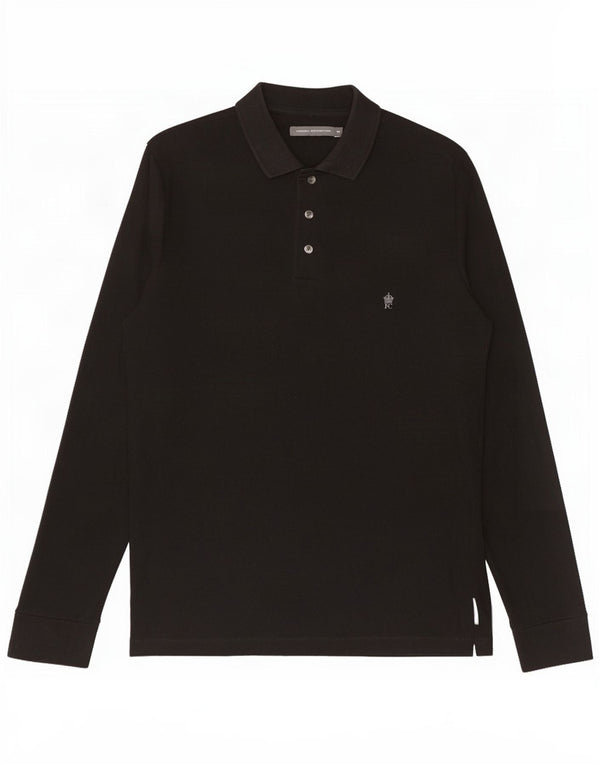 French Connection Langærmet poloshirt til mænd Medium sort bomuld
