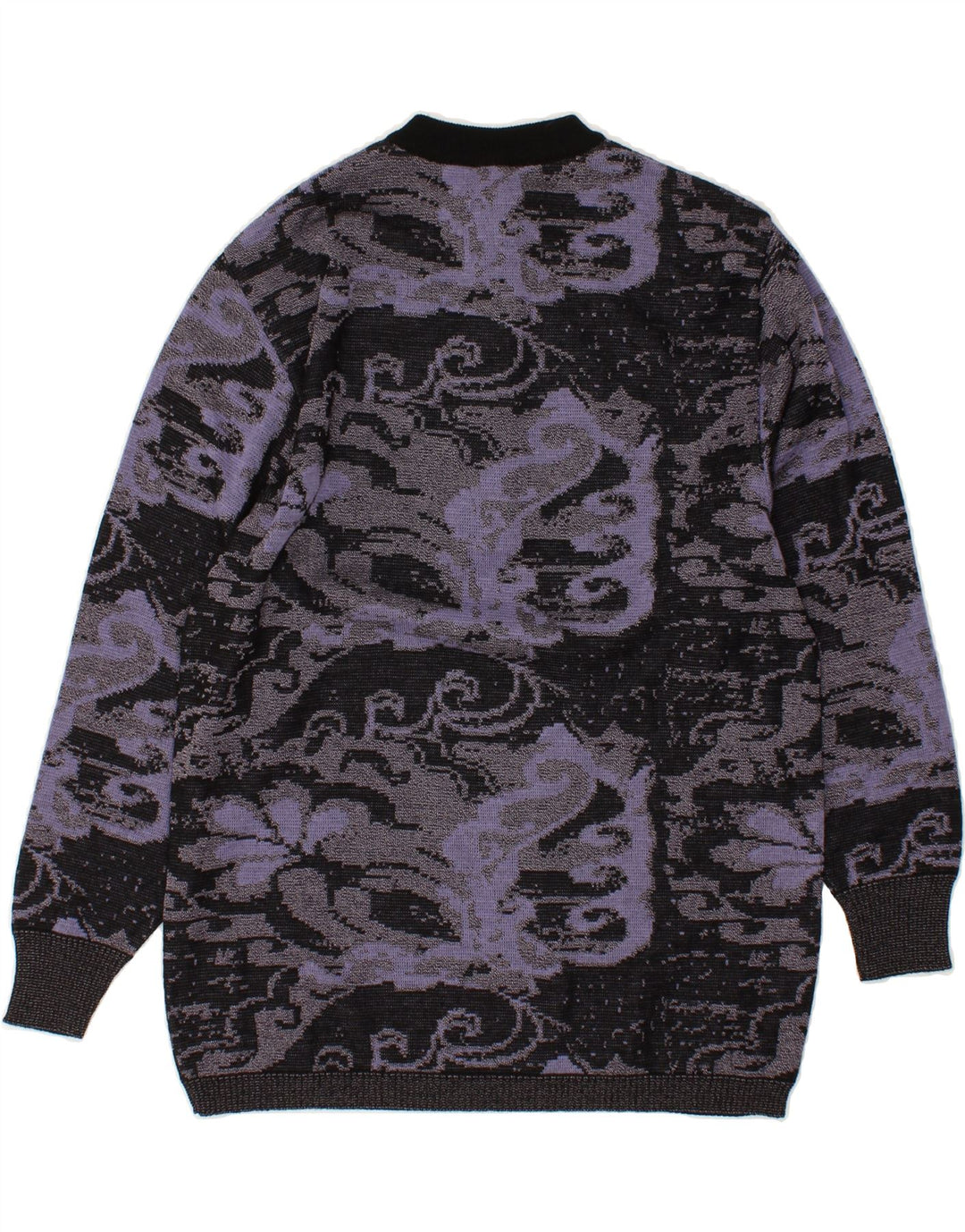 VINTAGE Womens Button Neck Jumper Sweater IT 42 Medium  Black Floral | Vintage Vintage | Thrift | Second-Hand Vintage | Used Clothing | Messina Hembry 