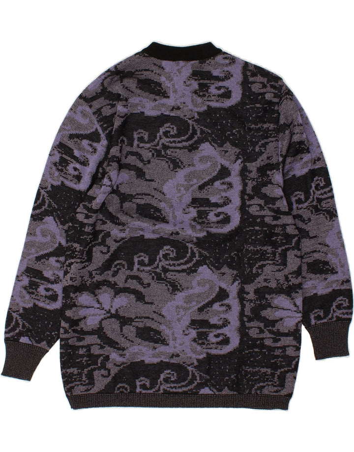 VINTAGE Womens Button Neck Jumper Sweater IT 42 Medium  Black Floral | Vintage Vintage | Thrift | Second-Hand Vintage | Used Clothing | Messina Hembry 