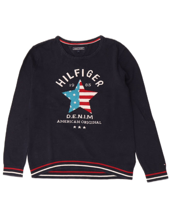 Tommy Hilfiger drenge grafisk sweater med rund hals 11-12 år marineblå