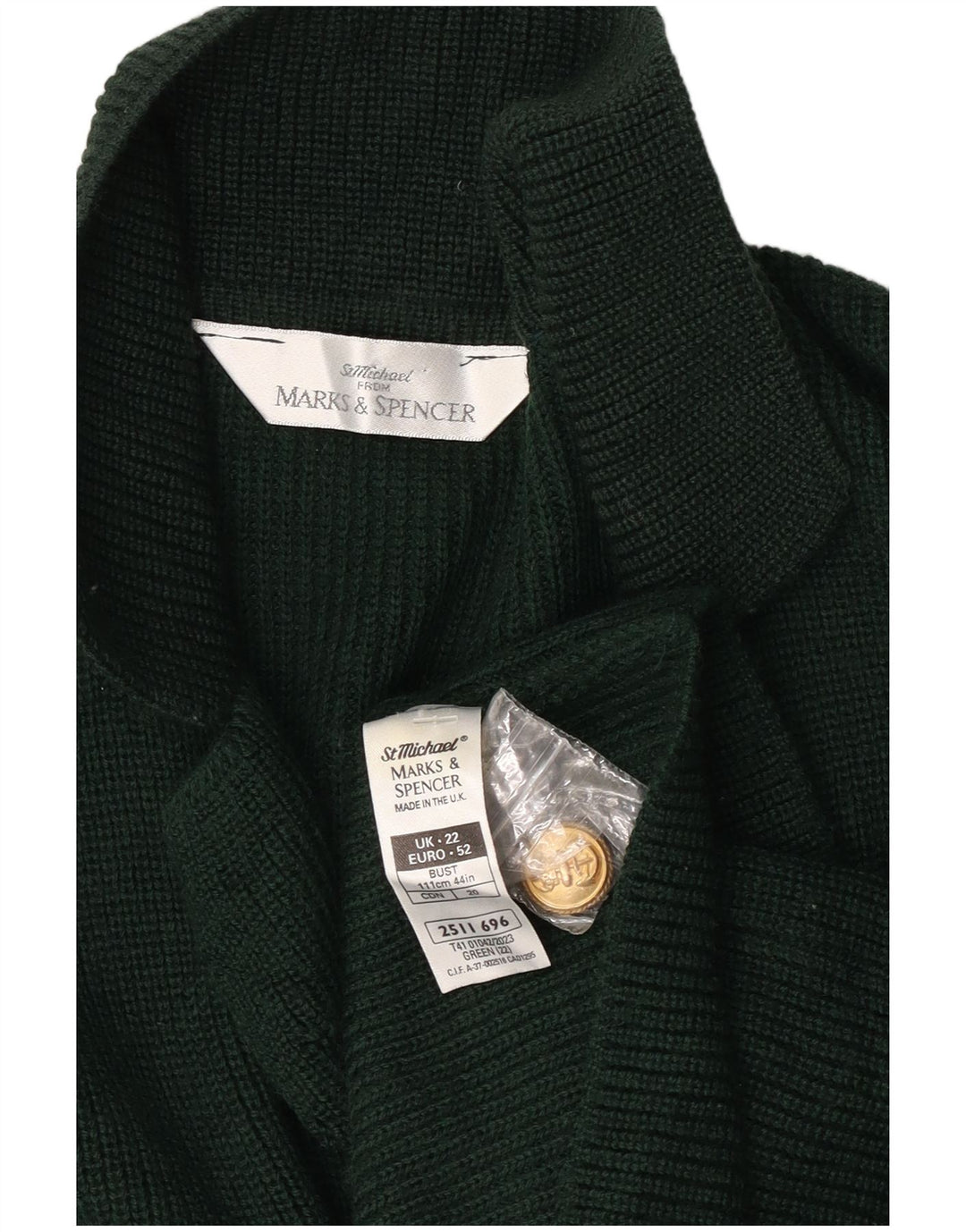 Marks & Spencer Dame Cardigan Sweater UK 22 3XL Grøn Uld