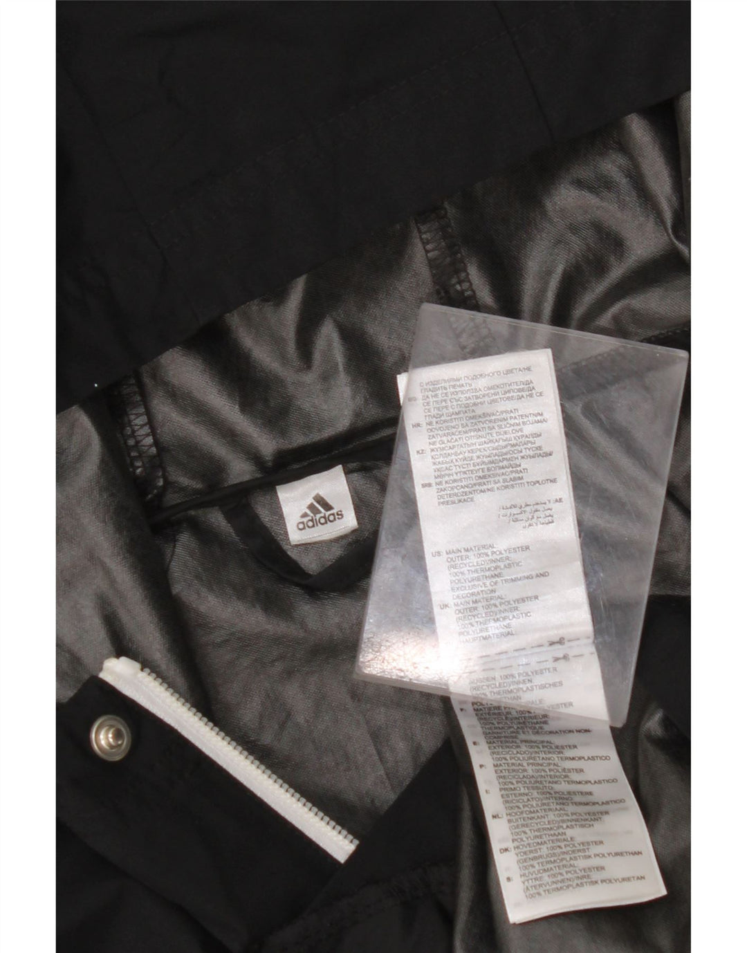 ADIDAS Regnjakke med hætte til mænd UK 38 Medium Sort Polyester