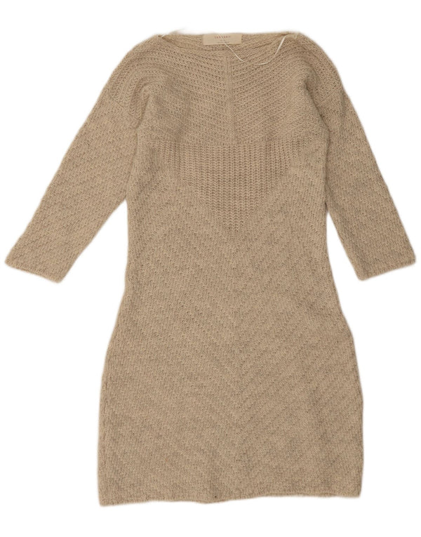Zara Dame Langærmet Jumper Dress UK 14 Large Beige