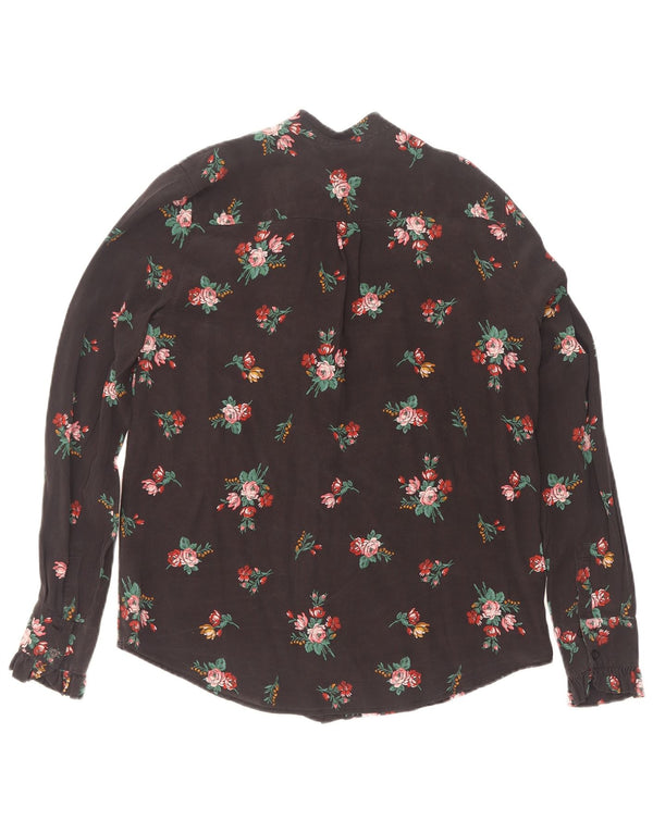 Pinko Womens Front Tie Shirt Bluse UK 10 Small Black Floral Silke