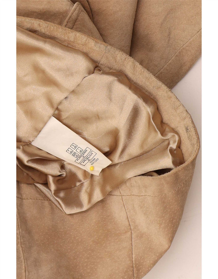 Vintage dame 3-knaps ruskindsblazerjakke IT 46 Stort beige læder