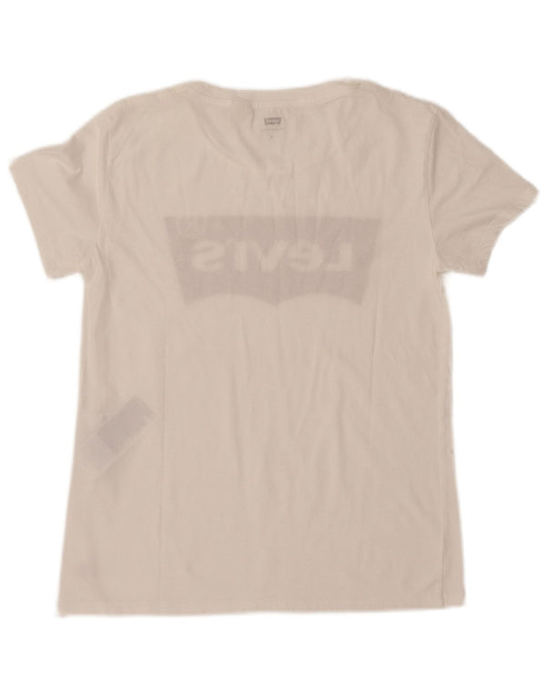 LEVI'S Womens Graphic T-Shirt Top UK 10 Small White Cotton
