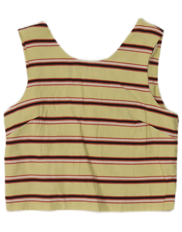 Maison Scotch Dame Ærmeløs Crop Top UK 10 Small Gulstribet