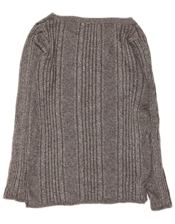 Marks & Spencer Dame Boat Neck Jumper Sweater UK 12 Medium Grey Flecked