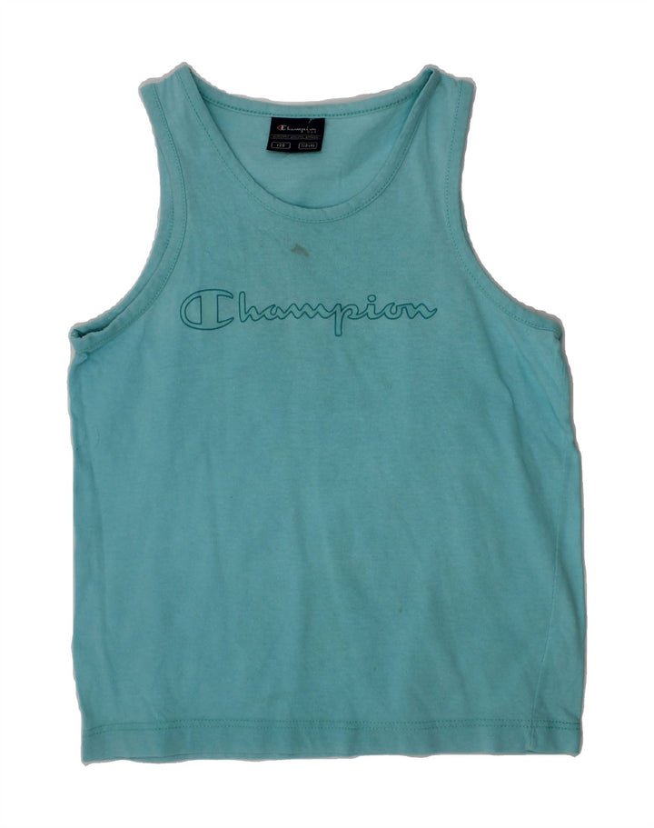CHAMPION Boys Graphic Vest Top 7-8 Years Blue Cotton Vintage Champion and Second-Hand Champion from Messina Hembry 