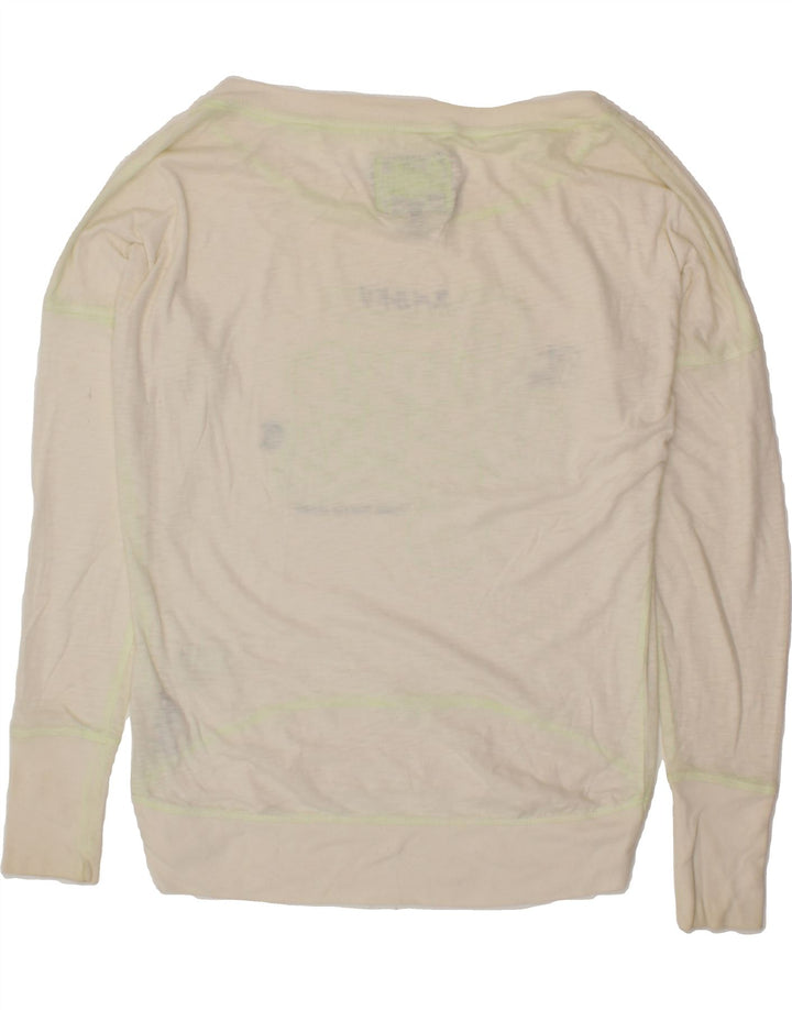 SUPERDRY Womens Oversized Graphic Top Long Sleeve UK 10 Small White Cotton Vintage Superdry and Second-Hand Superdry from Messina Hembry 