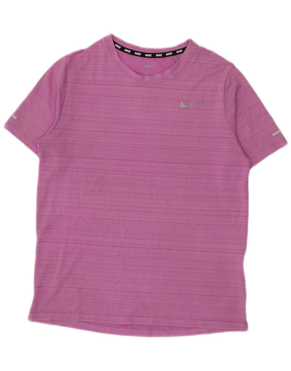 Nike drenge Dri Fit grafisk T-shirt top 13-14 år XL lilla nålestribe