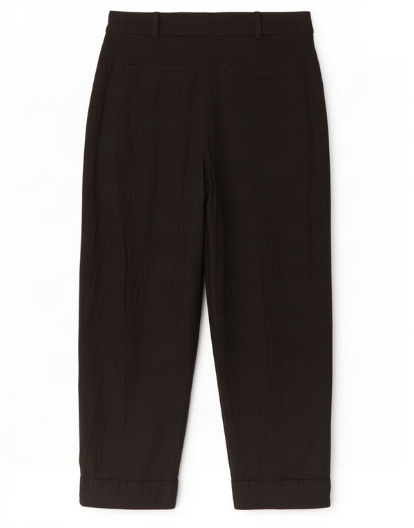 Zara Womens Loose Fit Cropped Trousers Medium W32 L24 Black Linen