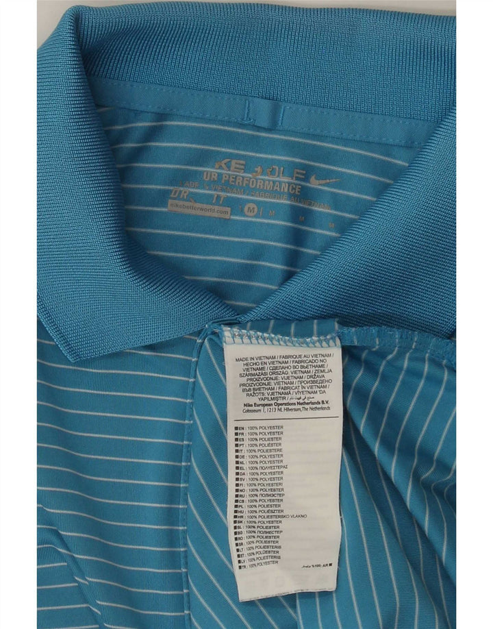 Nike Dri Fit poloshirt til mænd mellemblå nålestribet polyester