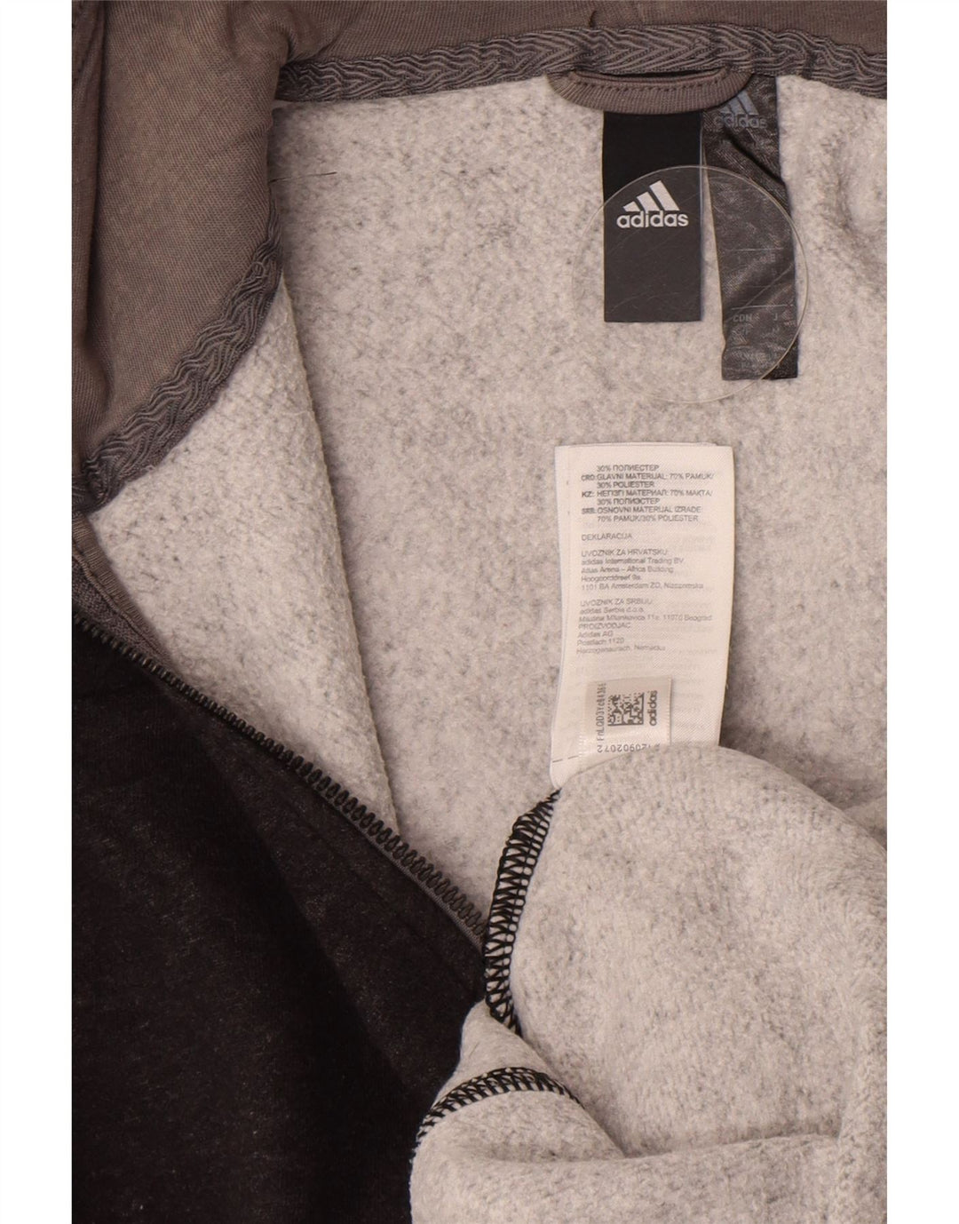 Adidas Hættetrøje med lynlås til mænd, lille grå bomuld