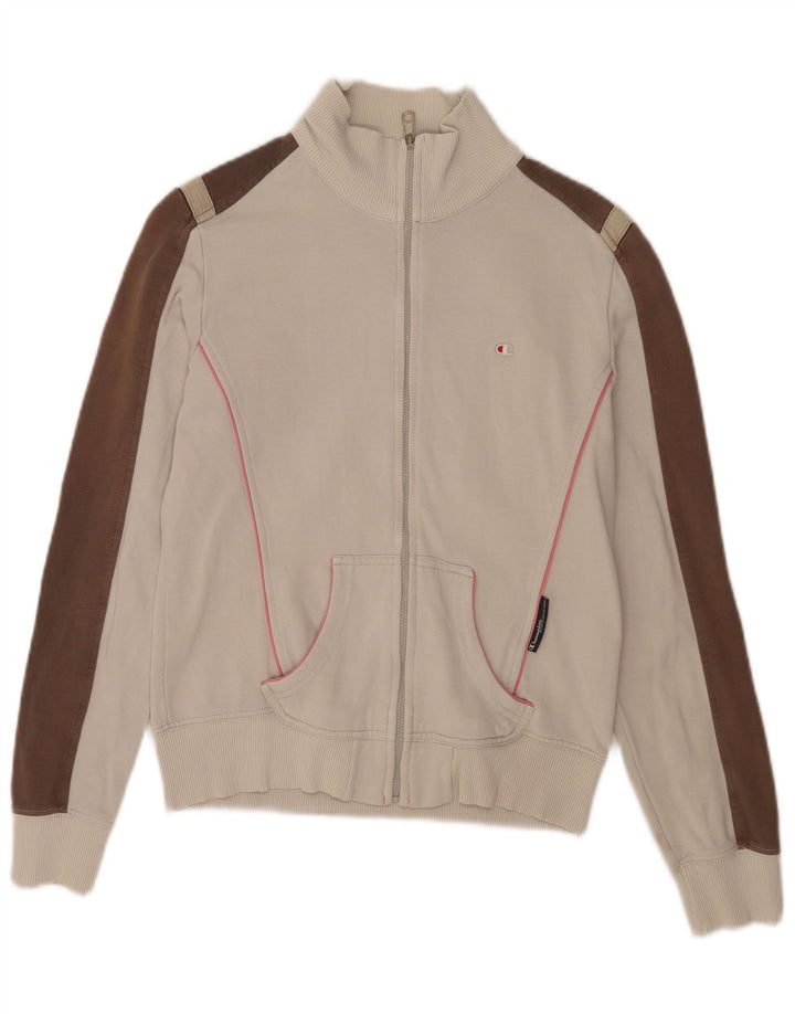 Champion Womens træningsdragt Topjakke UK 12 Medium Off White Colourblock