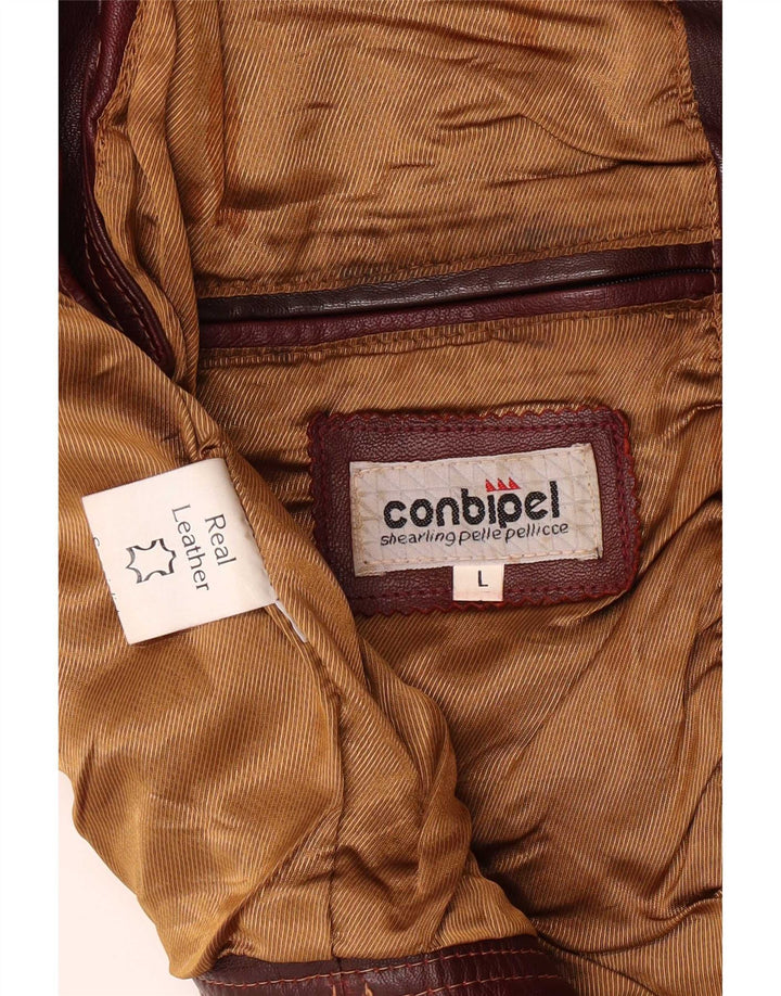 Conbipel Herre Læder Gilet UK 40 Large Burgundy