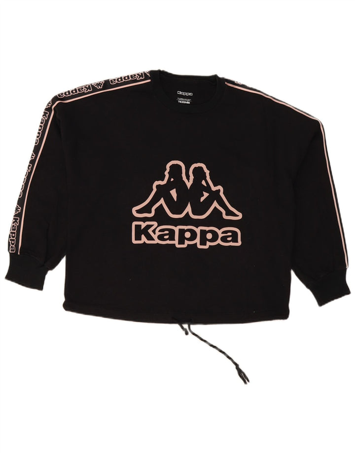 Kappa Dame Tezenis Grafisk Sweatshirt Jumper UK 12 Medium Sort