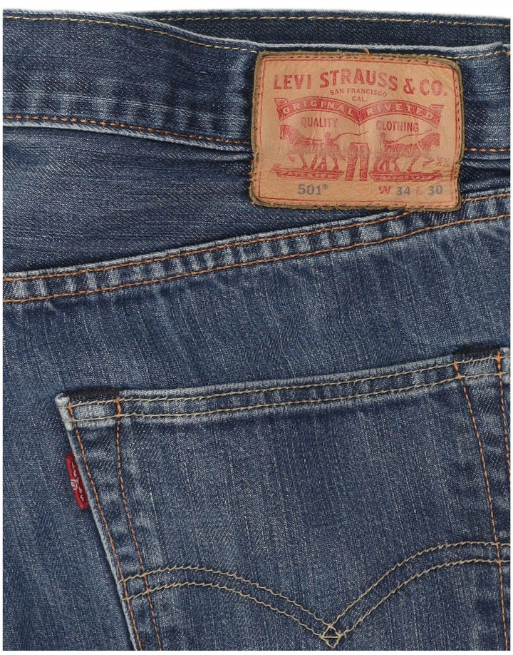 Levi's Herre 501 lige jeans W34 L30 Marineblå bomuld